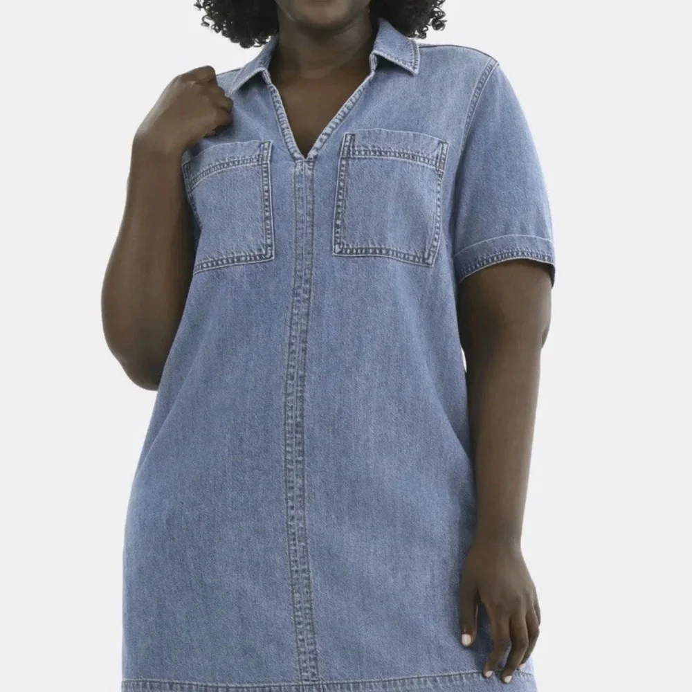 Terra Sky Women’s Denim Mini Popover Shirt  Dress Size 2X New!!!! - Picture 3 of 4